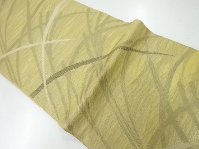 アンティーク　 紗 芝草模様織出し全通袋帯（材料）